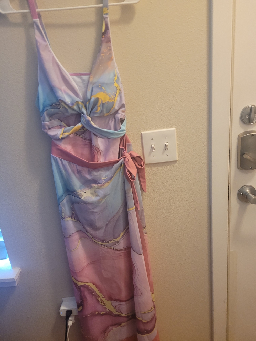Pastel Floral Swimwear Top in Light Blue & Pink With Sarong